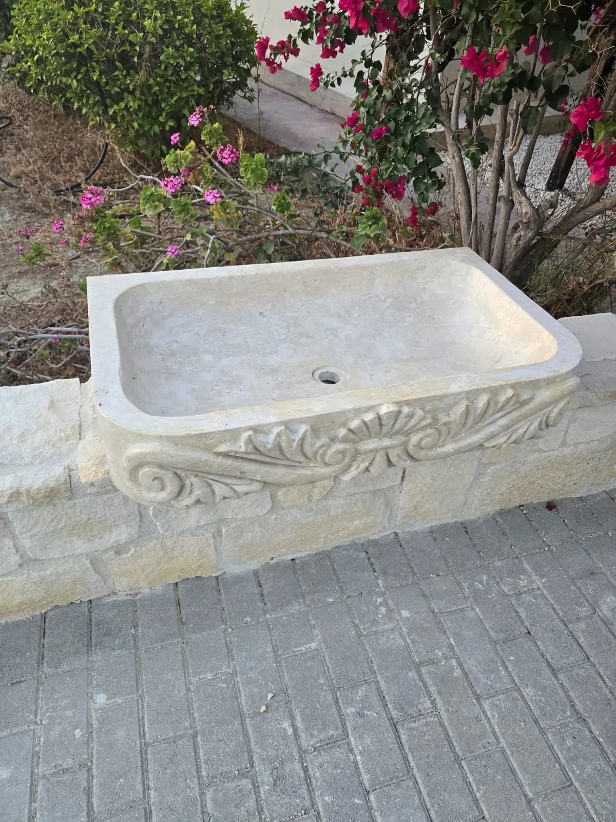 Wash basin carved from a single piece of marble
