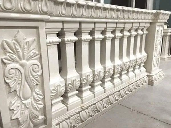 Detail of a carved stone balustrade with decorative panels